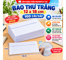 Bì thư trắng 12x22 xấp 100 cái 80gsm
