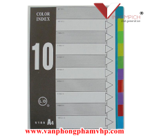 BÌA PHÂN TRANG NHỰA A4 10 SỐ LD