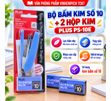 Bộ bấm kim số 10 + 2 hộp kim Plus PS-10E