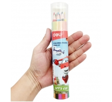 Bút chì màu 12 màu Deli EC00807 - Họa tiết Super Wings kèm gọt chì (C00807)