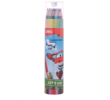 Bút chì màu 18 màu Deli EC00817 - Họa tiết Super Wings kèm gọt chì (C00817)
