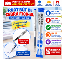 [Chính hãng]Ruột Bút Bi 0.7 mm Zebra F100-BL - Mực Xanh Dùng cho Bút Zebra 301 chính hãng