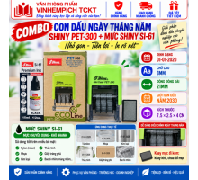 Combo con dấu ngày tháng năm Shiny Pet 300 và hộp mực chuyên dụng đóng lên mọi chất liệu - combopet3