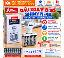 Dấu xoay 8 số Shiny N48 - 4mm chấm mực ngoài Dấu xoay tay Shiny N48 / Dấu ngày tháng năm N48