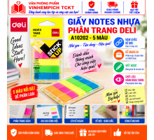 GIẤY NOTE 5 MÀU PHÂN TRANG NHỰA DELI A104