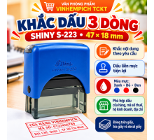 Khắc dấu 3 dòng - Dấu cửa hàng Shiny S-223 kt 47 x 18mm