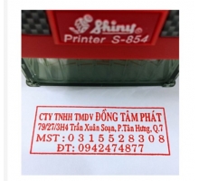 Khắc dấu tên công ty, mã số thuế, địa chỉ, số điện thoại Shiny S-854